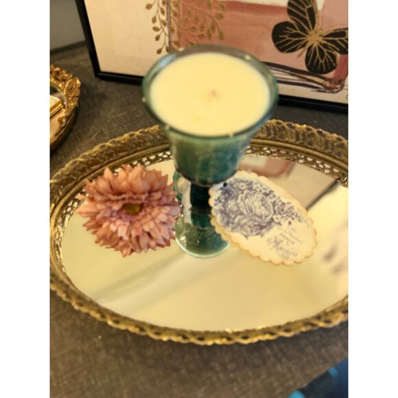 Candle in a Vintage crystal dish, Vintage Decor - Picture 3 of 4